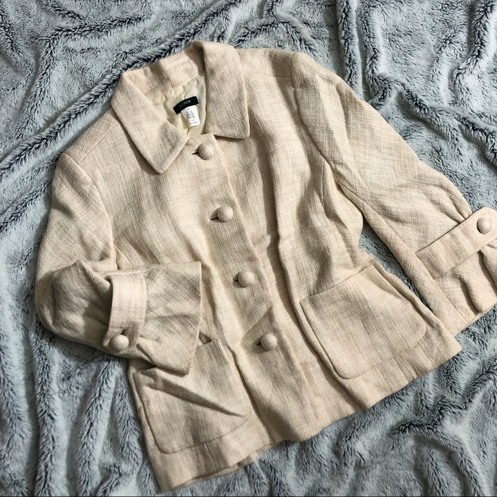 J.Crew Cream Linen Crop Blazer